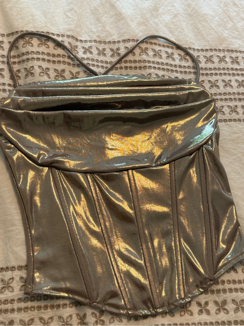 Metallic Bronze Spaghetti-Strap Corset Top like new wore once - Picture 4 of 4